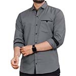 CB-COLEBROOK Men's Regular Fit Solid Soft Touch Cotton Casual Shirt with Pocket Design with Spread Collar & Full Sleeves