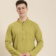 Men Ethnic Motifs Embroidered Chikankari Kurta