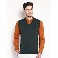 Blackberrys Men Green Solid Sweater Vest