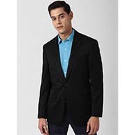 Peter England Men Black Solid Single-Breasted Formal Blazer