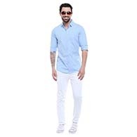 Dennis Lingo Men's Solid Slim Fit Cotton Casual Shirt with Spread Collar & Full Sleeves (Also Available in Plus Size